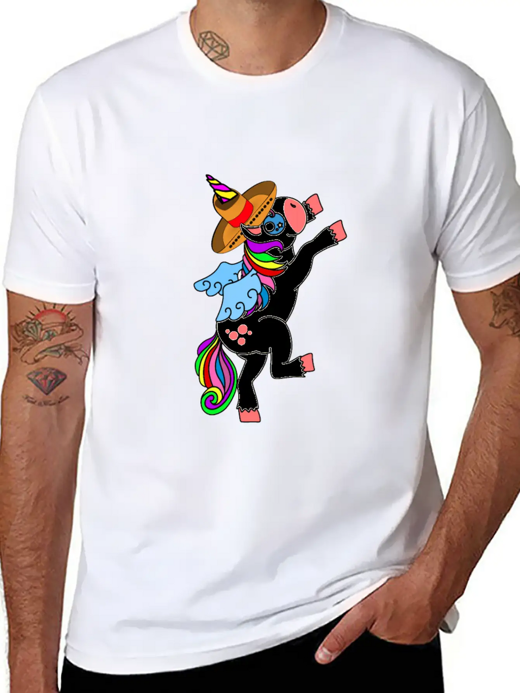 Dancing White Unicorn Cinco De Mayo And Mardy Gras Basic Graphic T-Shirt – Daily Comfort In Soft Cotton