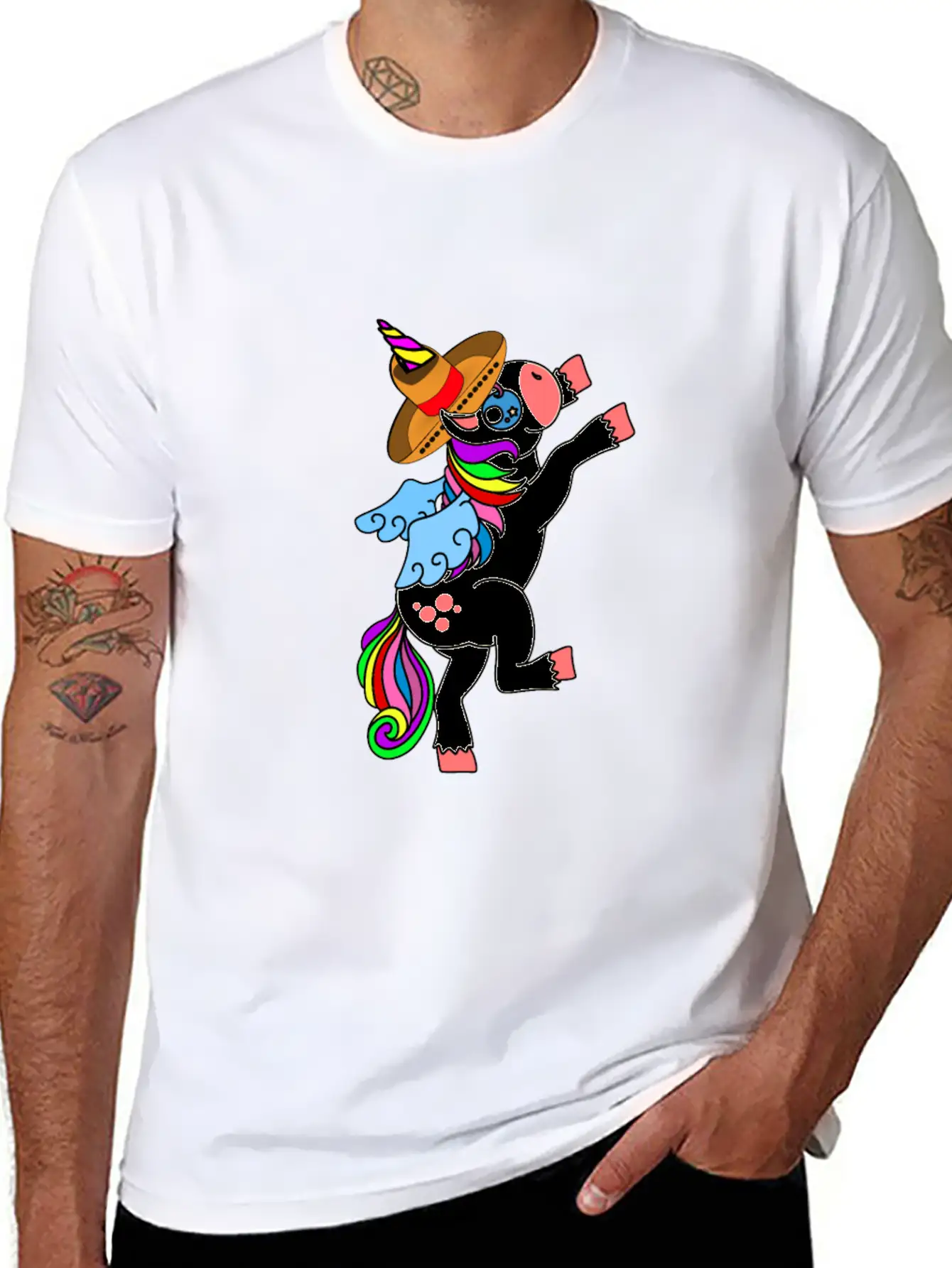 Dancing White Unicorn Cinco De Mayo And Mardy Gras Basic Graphic T-Shirt – Daily Comfort In Soft Cotton
