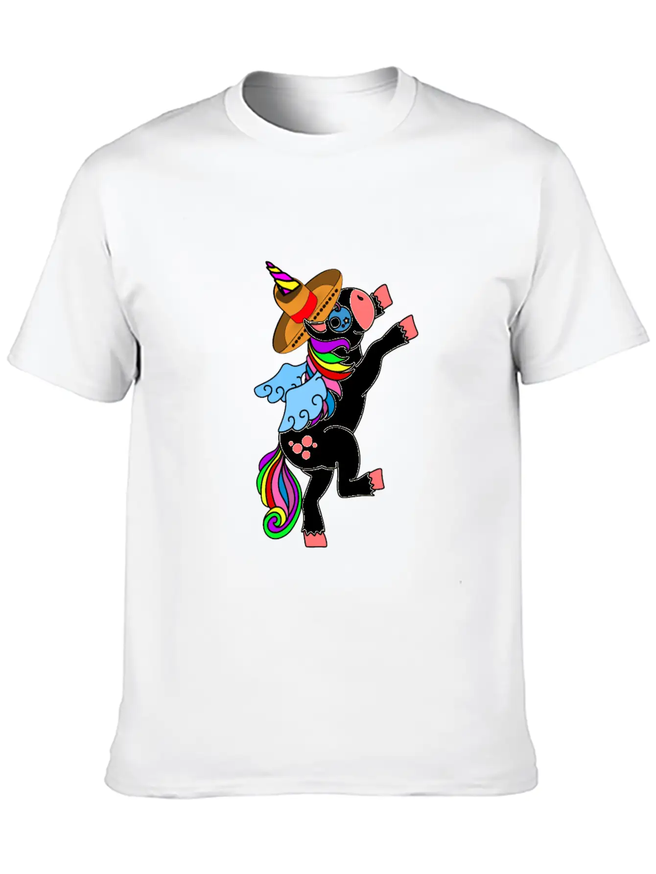 Dancing White Unicorn Cinco De Mayo And Mardy Gras Basic Graphic T-Shirt – Daily Comfort In Soft Cotton