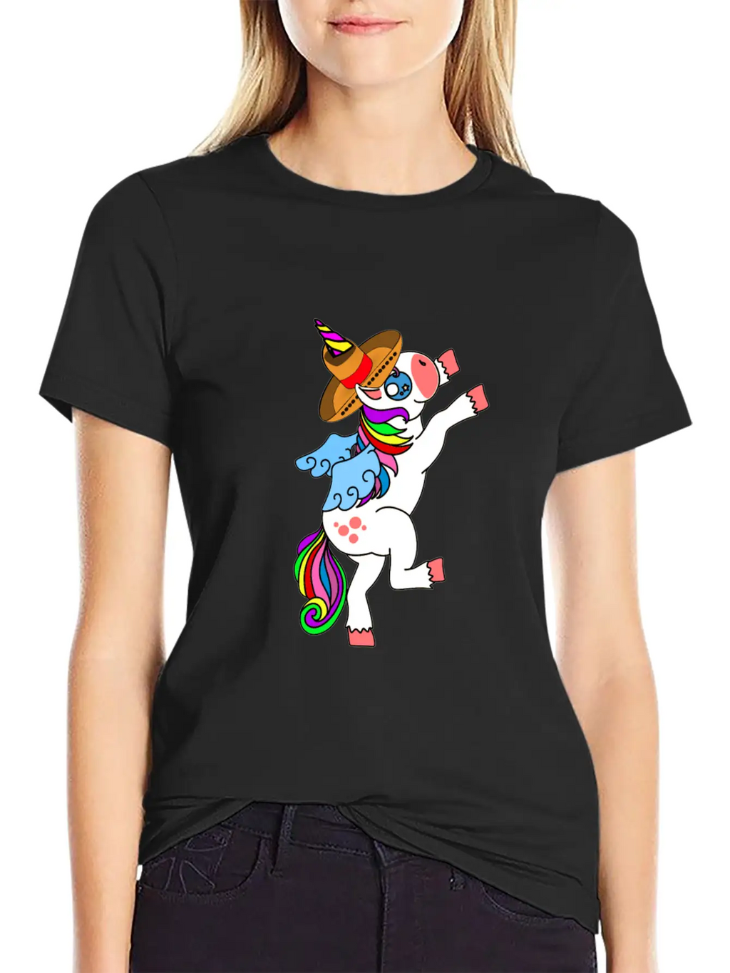 Dancing White Unicorn Cinco De Mayo And Mardy Gras Basic Graphic T-Shirt – Daily Comfort In Soft Cotton