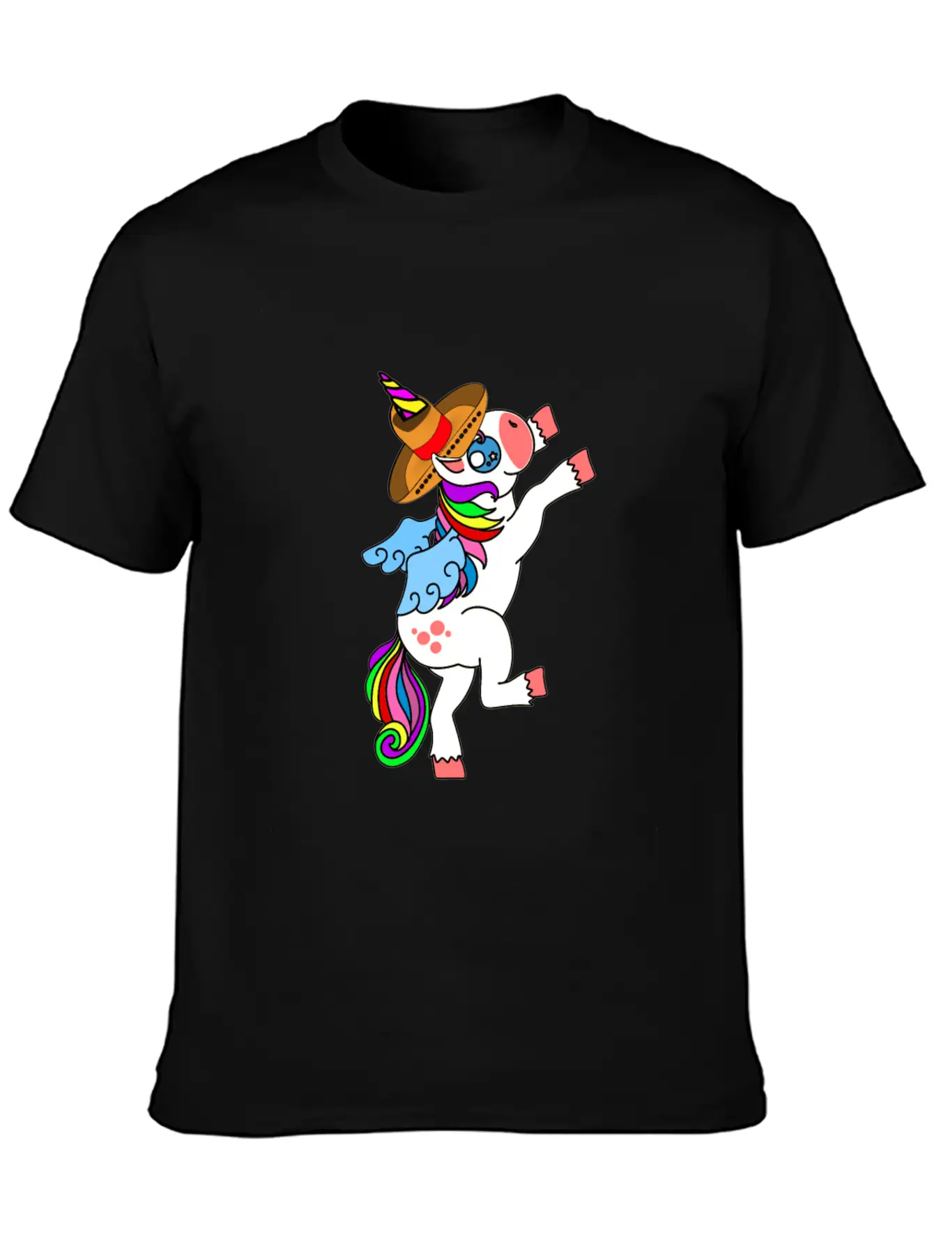 Dancing White Unicorn Cinco De Mayo And Mardy Gras Basic Graphic T-Shirt – Daily Comfort In Soft Cotton