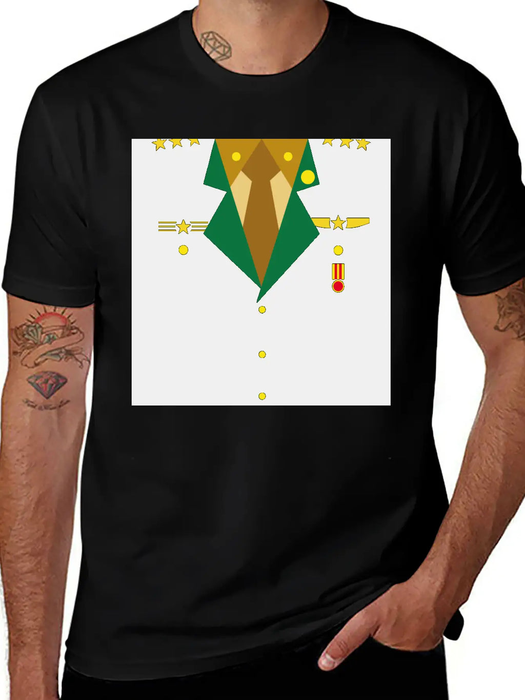 Dark Green Military Uniform Medal - Idea Gift Essential Cotton Tee For Daily Outfits – Unisex Style