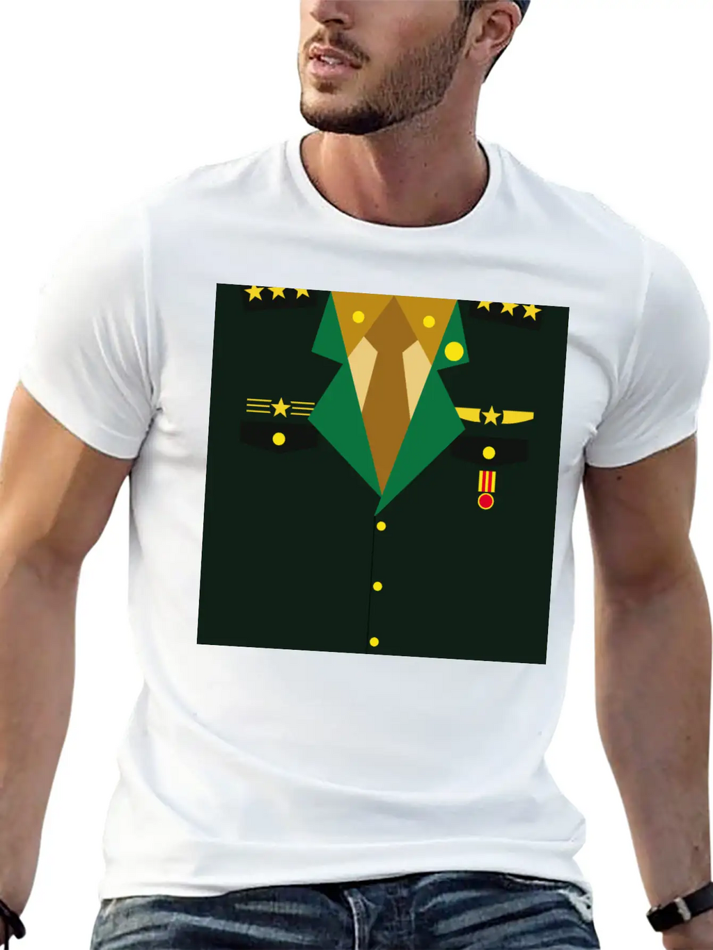 Dark Green Military Uniform Medal - Idea Gift Essential Cotton Tee For Daily Outfits – Unisex Style