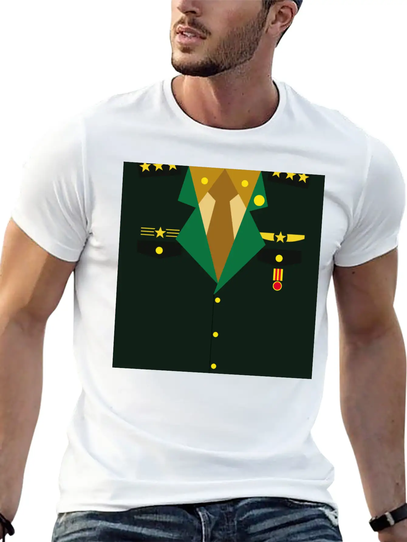 Dark Green Military Uniform Medal - Idea Gift Essential Cotton Tee For Daily Outfits – Unisex Style