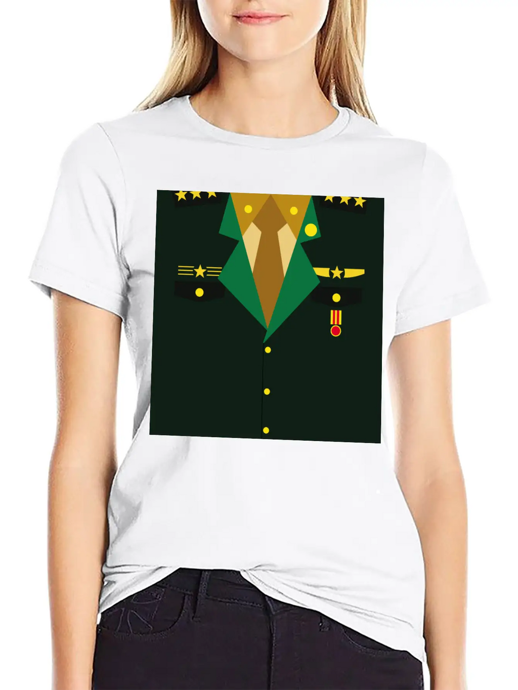Dark Green Military Uniform Medal - Idea Gift Essential Cotton Tee For Daily Outfits – Unisex Style