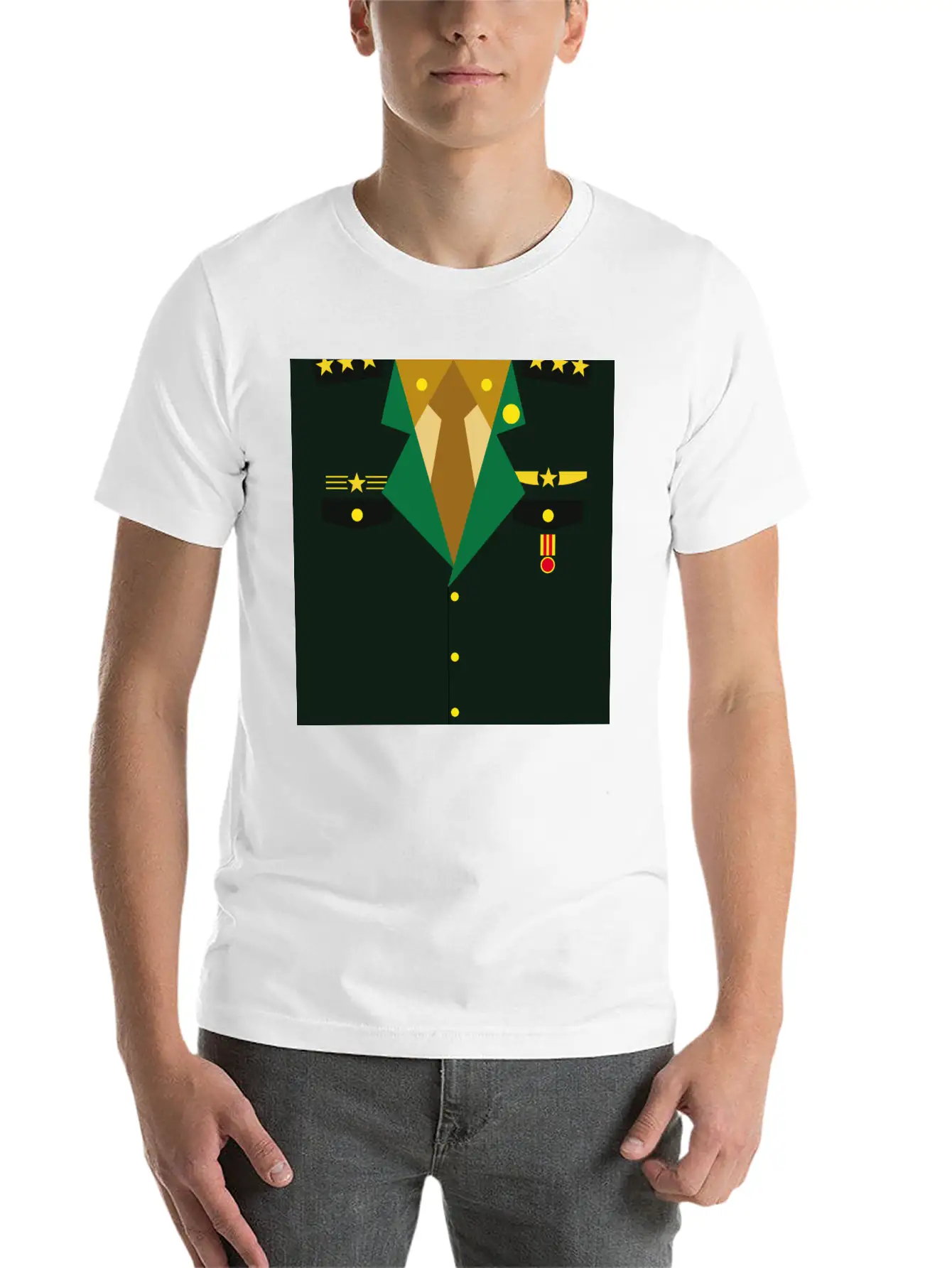 Dark Green Military Uniform Medal - Idea Gift Essential Cotton Tee For Daily Outfits – Unisex Style