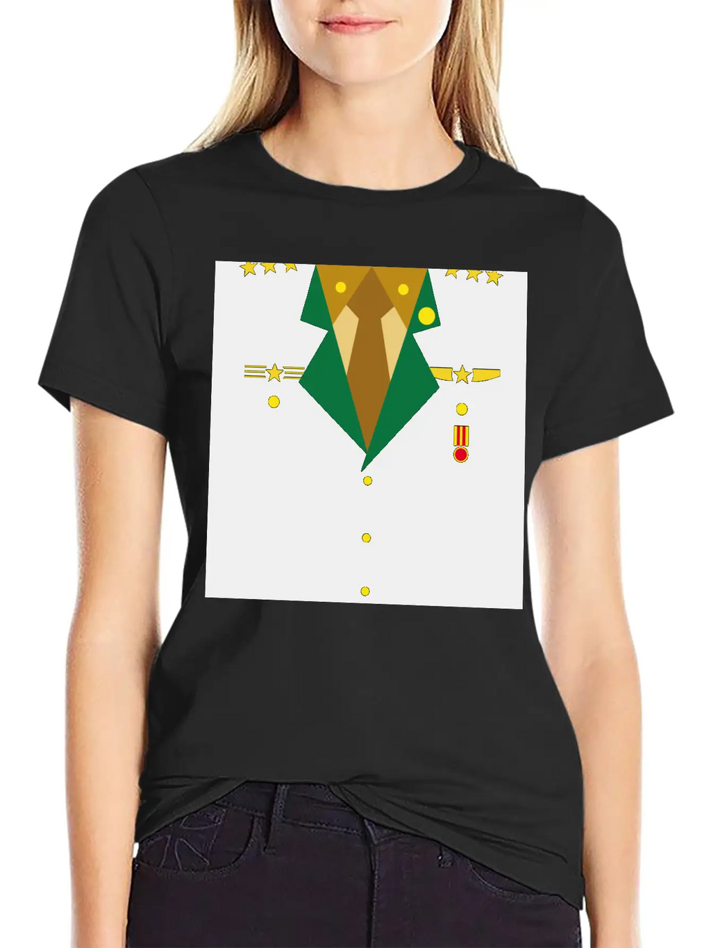 Dark Green Military Uniform Medal - Idea Gift Essential Cotton Tee For Daily Outfits – Unisex Style