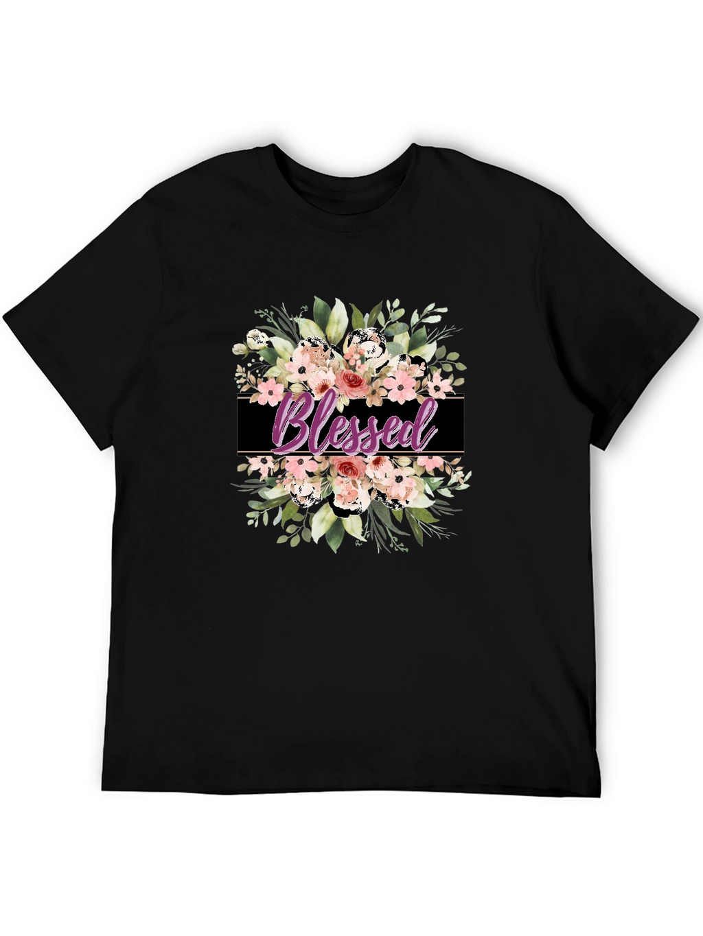 Blessed Floral Graphic T-Shirt - Black