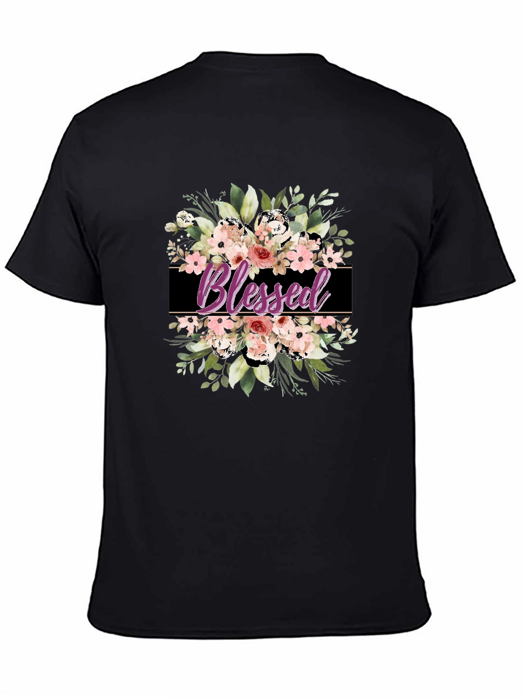 Blessed Floral Graphic T-Shirt - Black