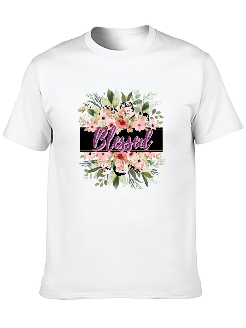 Blessed Floral Graphic T-Shirt - Black