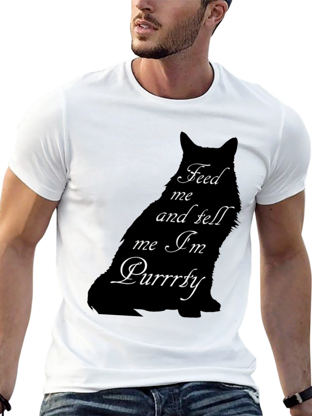 Feed Me Cat Graphic Tee - Purrrfectly Funny T-Shirt