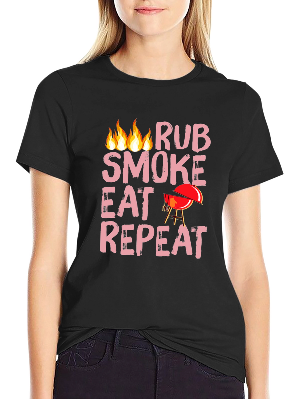 BBQ Rub Smoke Eat Repeat Black T-Shirt