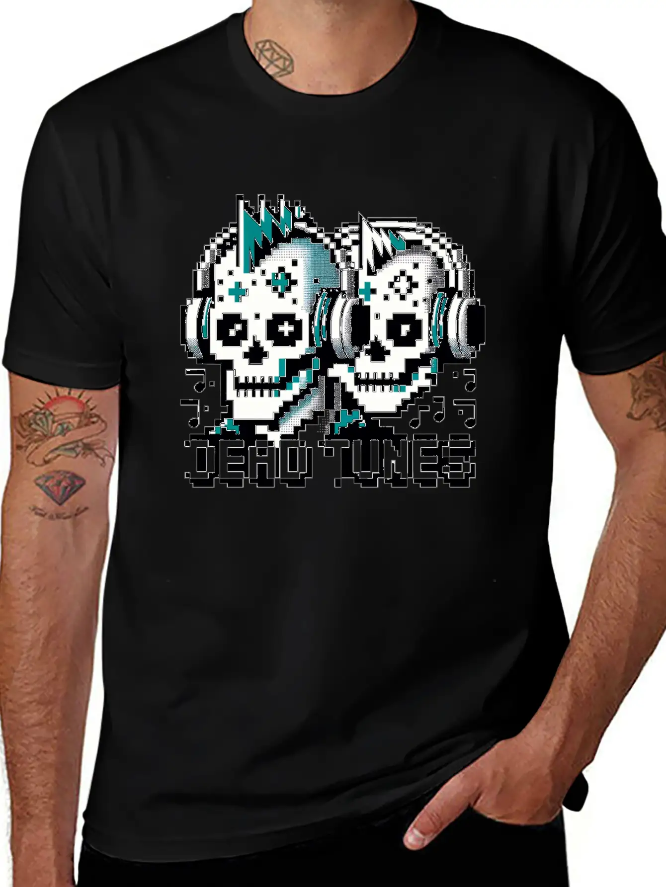 Dead Tunes - Pixel Punk Zombie Rocker Unisex Casual T-Shirt – Clean Design For Daily Comfort