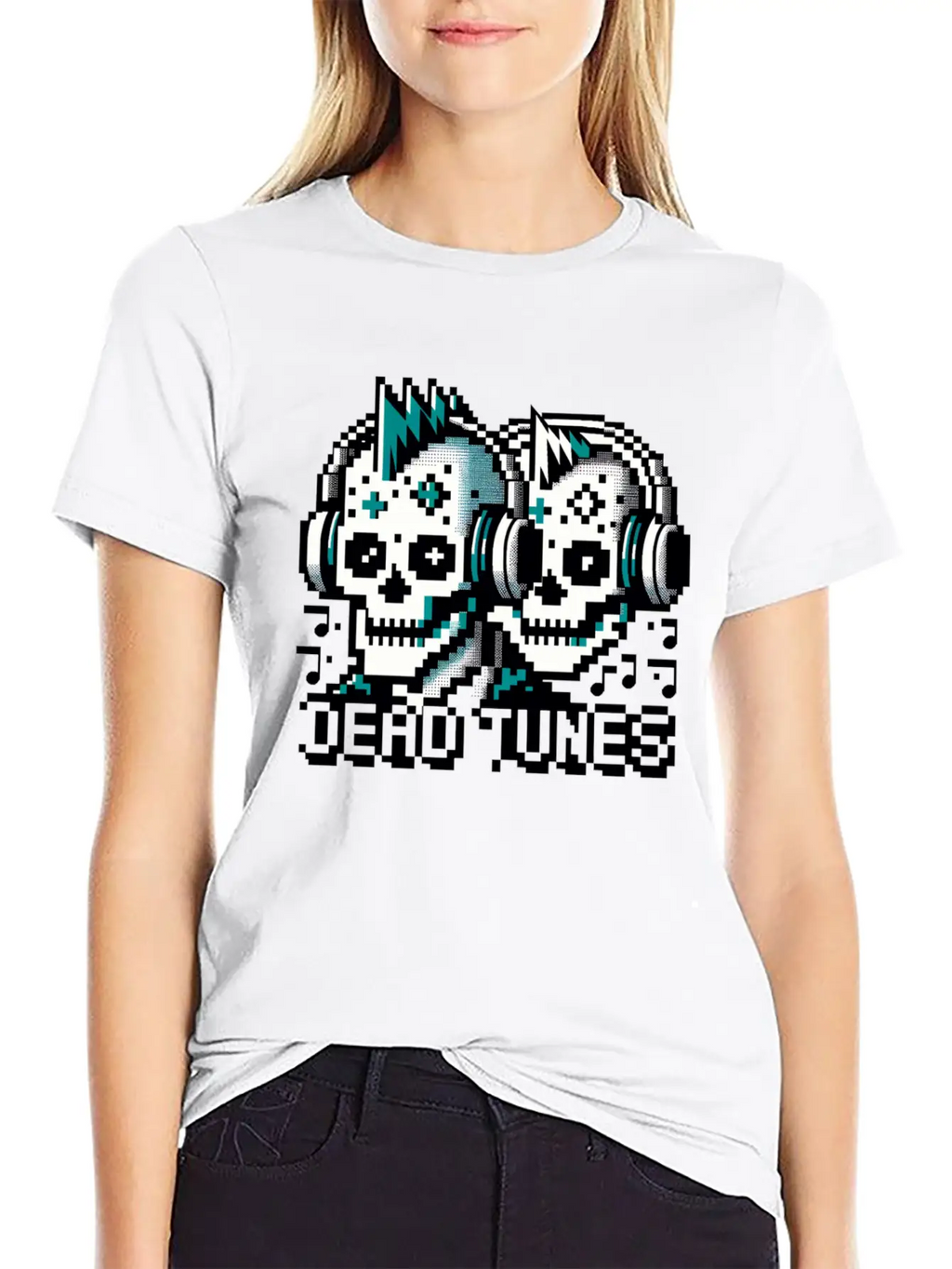 Dead Tunes - Pixel Punk Zombie Rocker Unisex Casual T-Shirt – Clean Design For Daily Comfort
