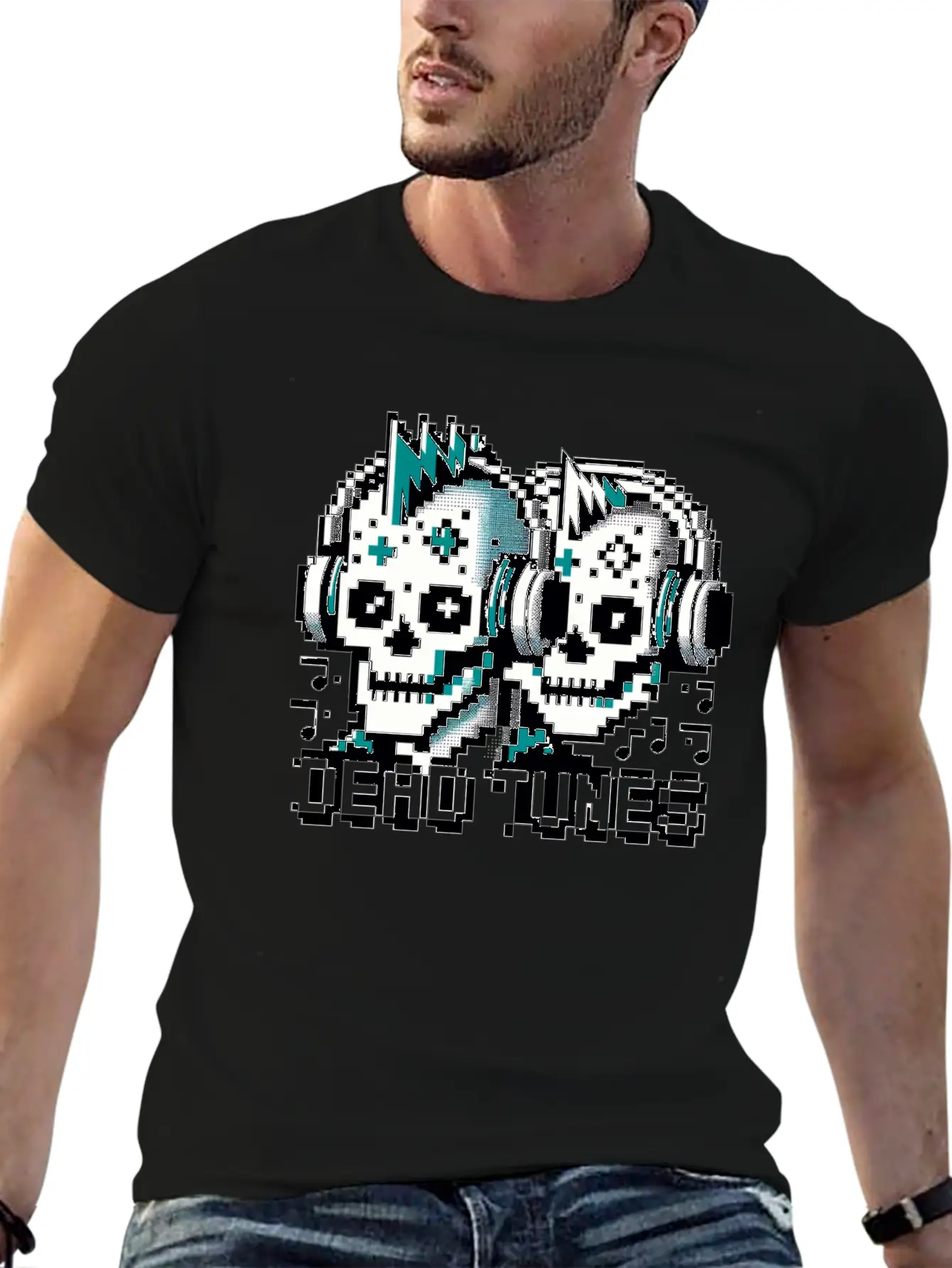 Dead Tunes - Pixel Punk Zombie Rocker Unisex Casual T-Shirt – Clean Design For Daily Comfort
