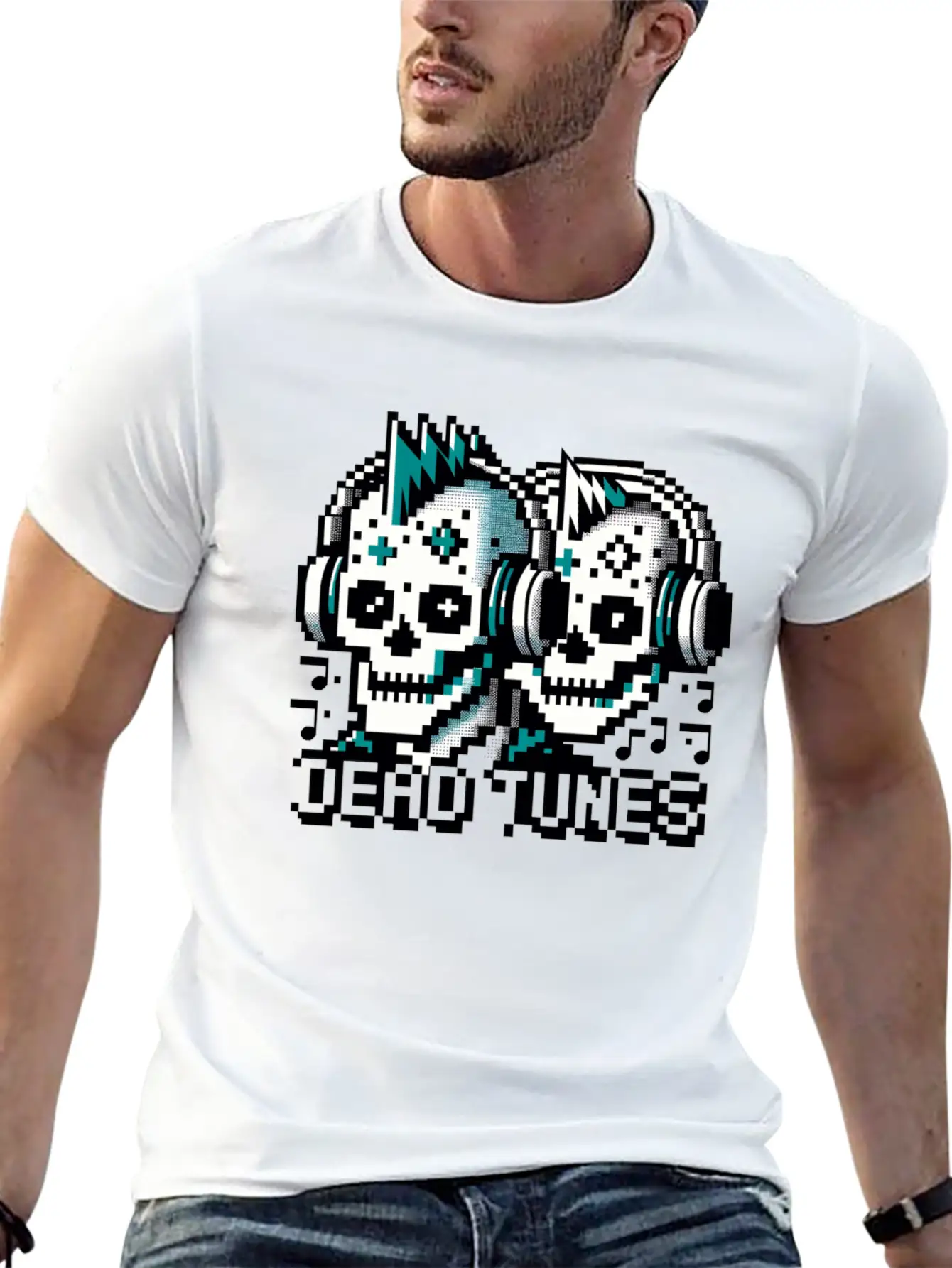 Dead Tunes - Pixel Punk Zombie Rocker Unisex Casual T-Shirt – Clean Design For Daily Comfort