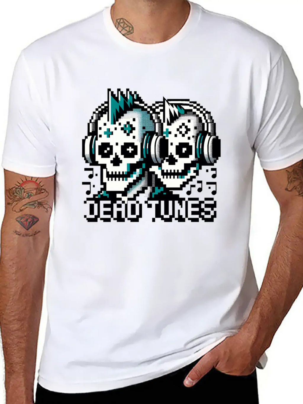 Dead Tunes - Pixel Punk Zombie Rocker Unisex Casual T-Shirt – Clean Design For Daily Comfort
