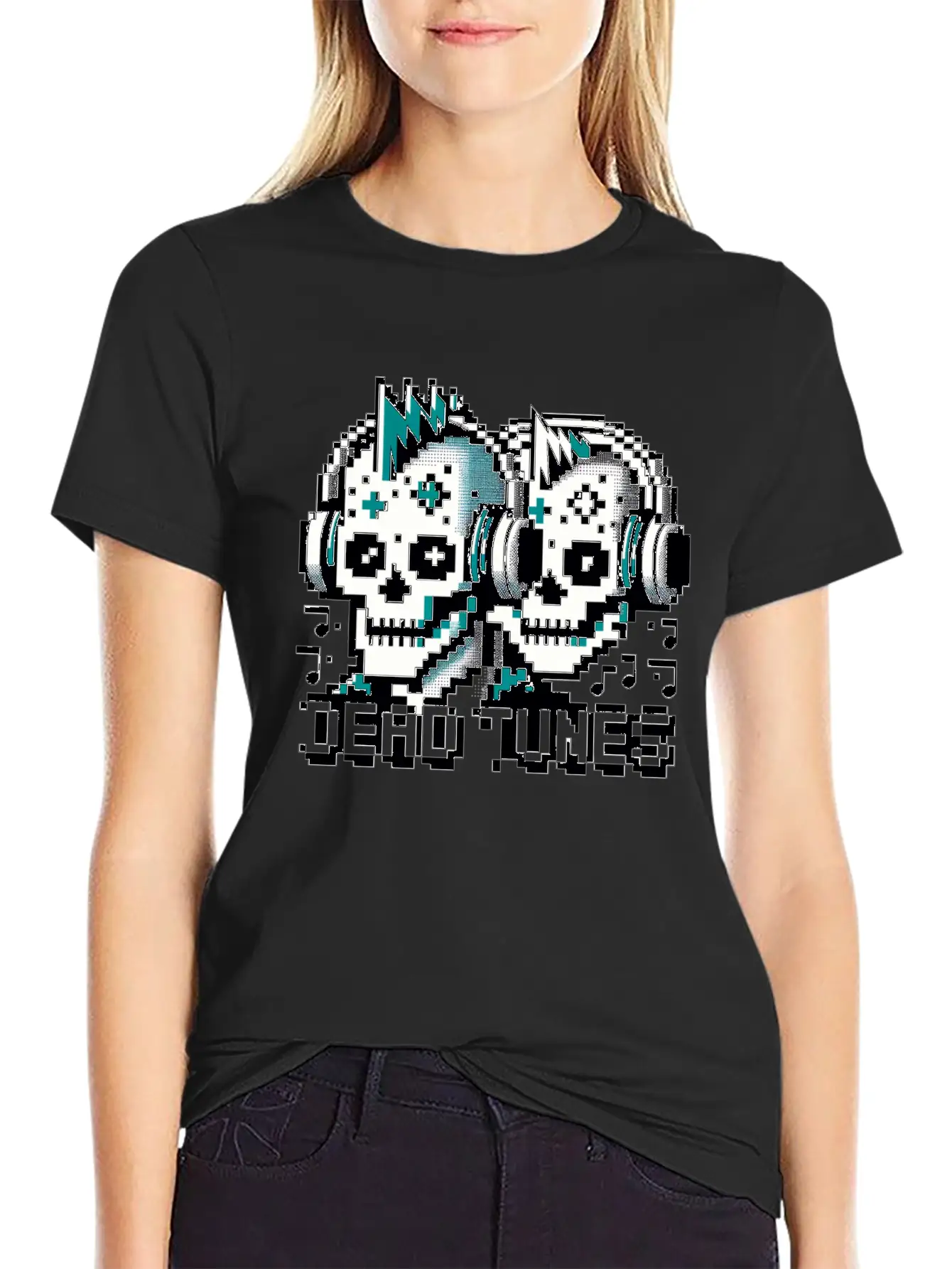 Dead Tunes - Pixel Punk Zombie Rocker Unisex Casual T-Shirt – Clean Design For Daily Comfort