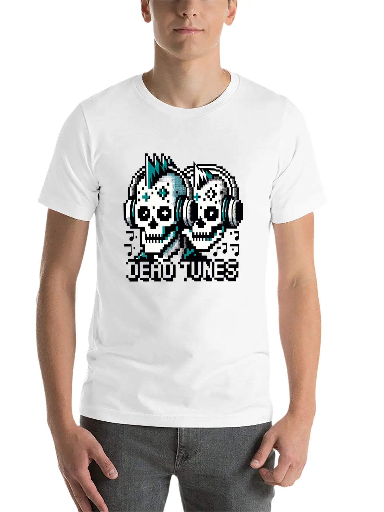 Dead Tunes - Pixel Punk Zombie Rocker Unisex Casual T-Shirt – Clean Design For Daily Comfort