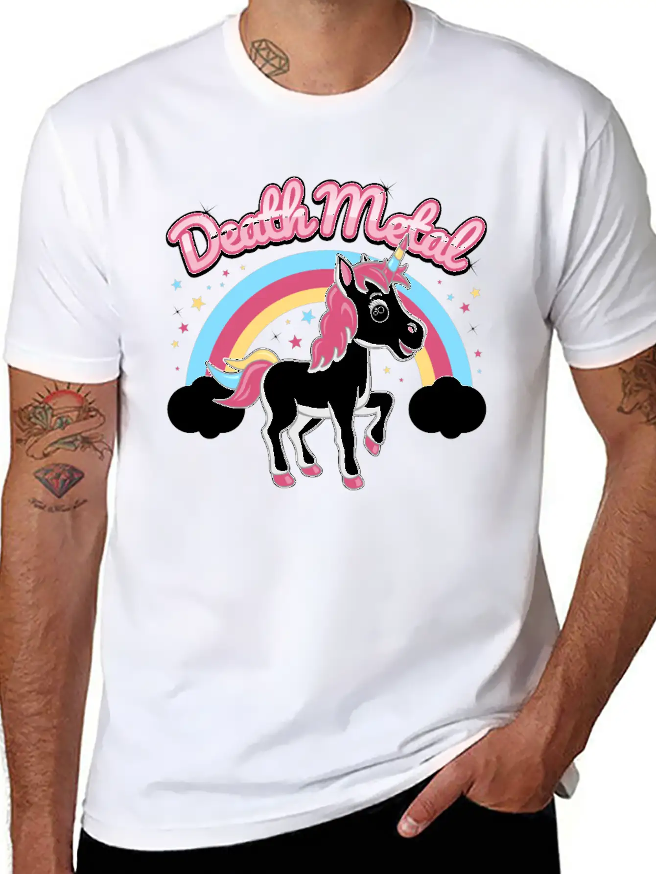 Death Metal Unicorn Stylish Everyday T-Shirt – Unisex Basic Cotton Tee