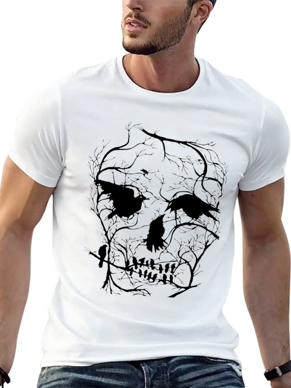 Death Skull Tree Bird Banksy Street Art Graffiti S Modern Fit Casual T-Shirt – Clean And Versatile Design