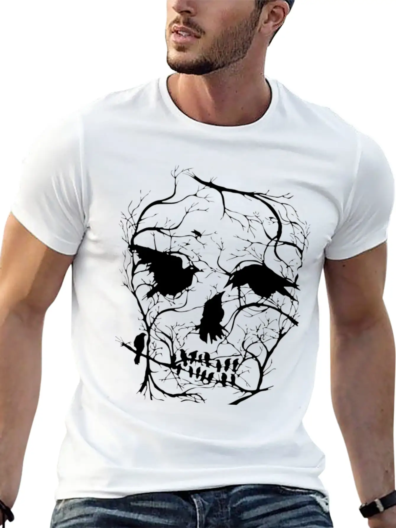 Death Skull Tree Bird Banksy Street Art Graffiti S Modern Fit Casual T-Shirt – Clean And Versatile Design