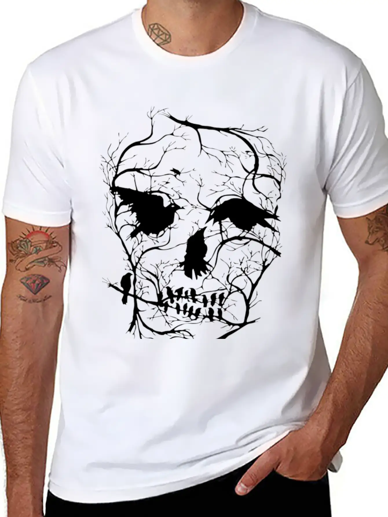 Death Skull Tree Bird Banksy Street Art Graffiti S Modern Fit Casual T-Shirt – Clean And Versatile Design