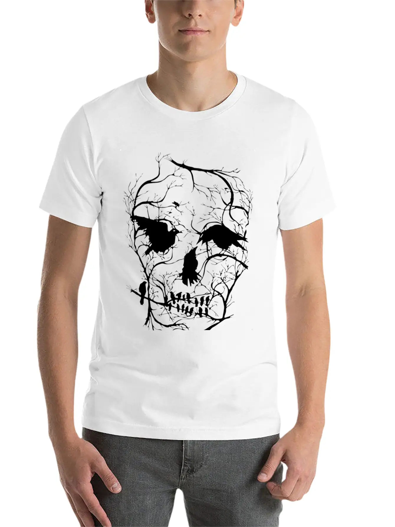 Death Skull Tree Bird Banksy Street Art Graffiti S Modern Fit Casual T-Shirt – Clean And Versatile Design