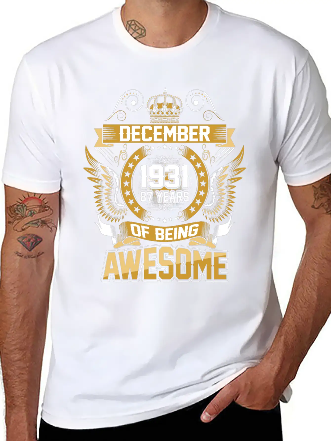 December 1931 87 Years Of Being Awesome Breathable Graphic T-Shirt – Perfect For Casual Days