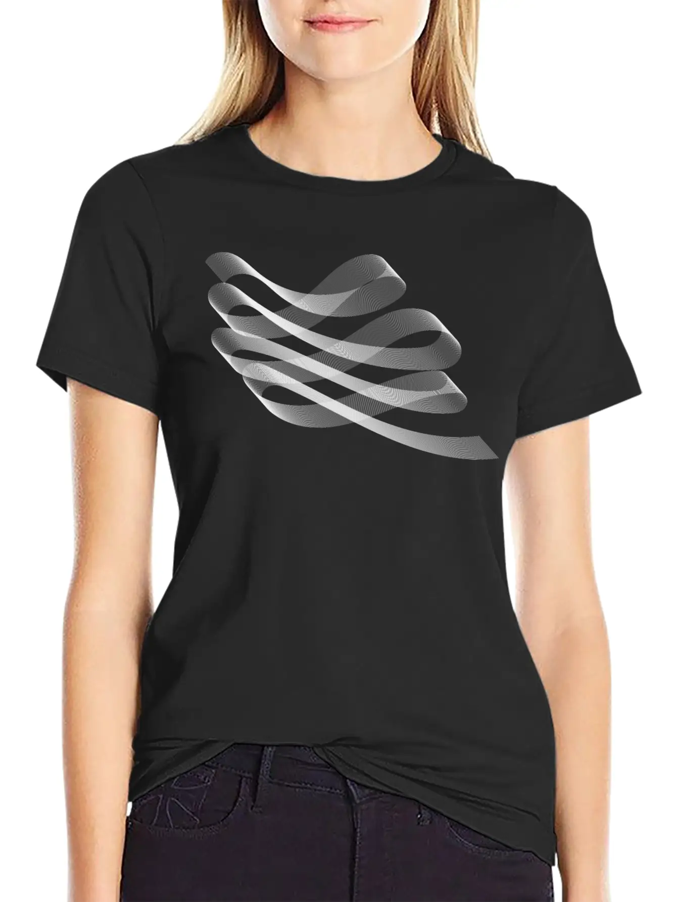 Decorative Flourish Line Art Ribbon Timeless Short Sleeve Tee – Comfy And Minimalist Design