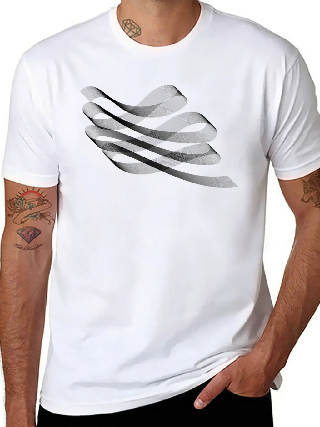Decorative Flourish Line Art Ribbon Timeless Short Sleeve Tee – Comfy And Minimalist Design