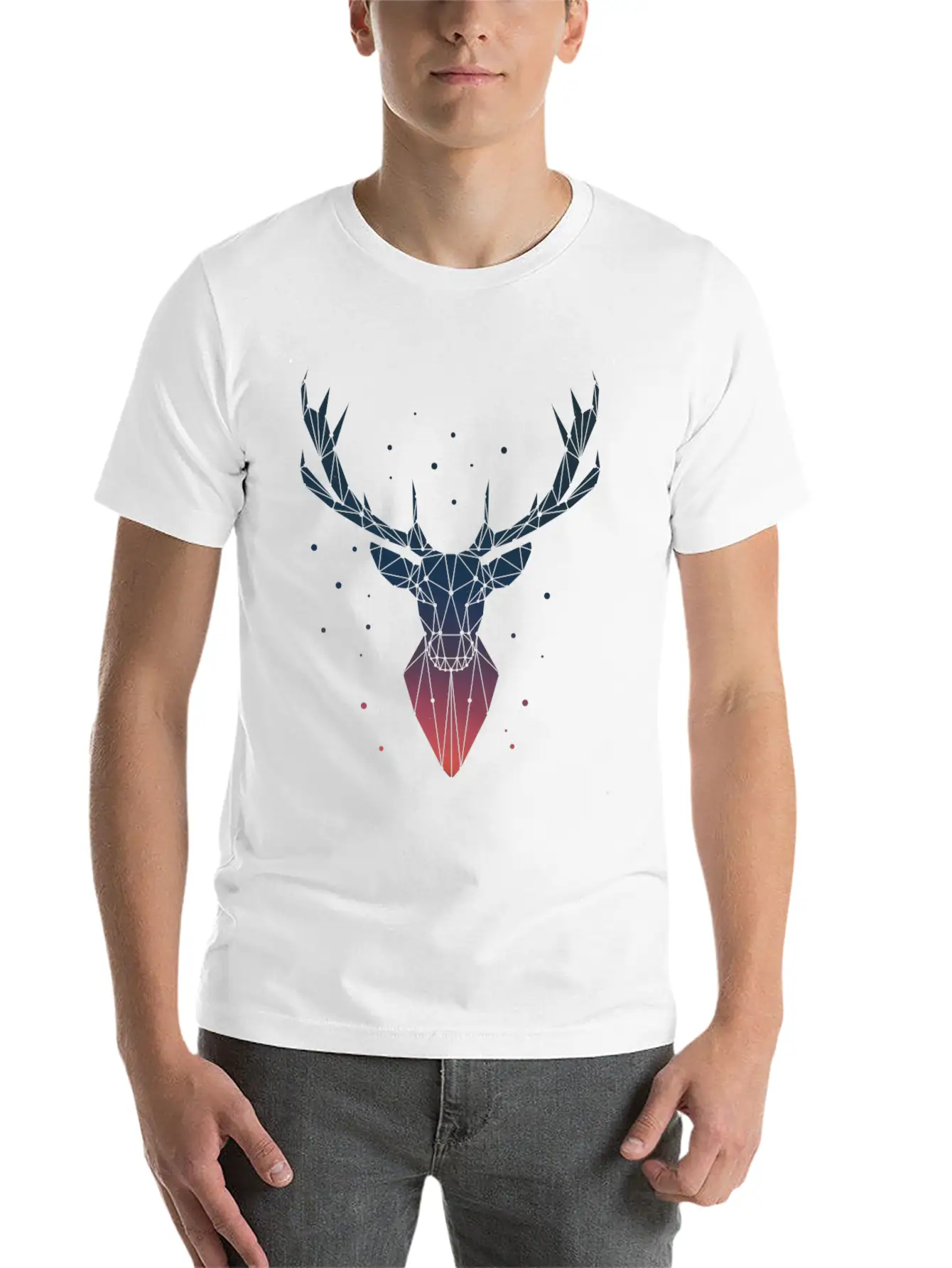 Deer Geometric Classic Cotton Tee – Unisex Comfort For Any Season