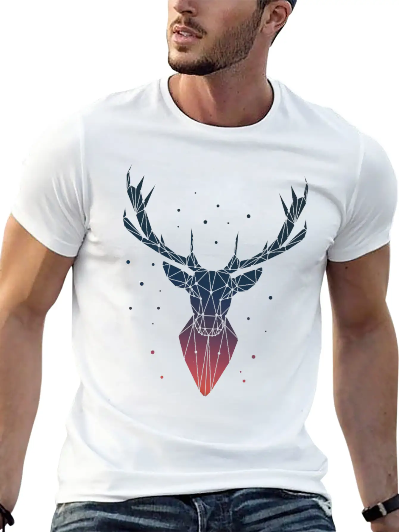 Deer Geometric Classic Cotton Tee – Unisex Comfort For Any Season