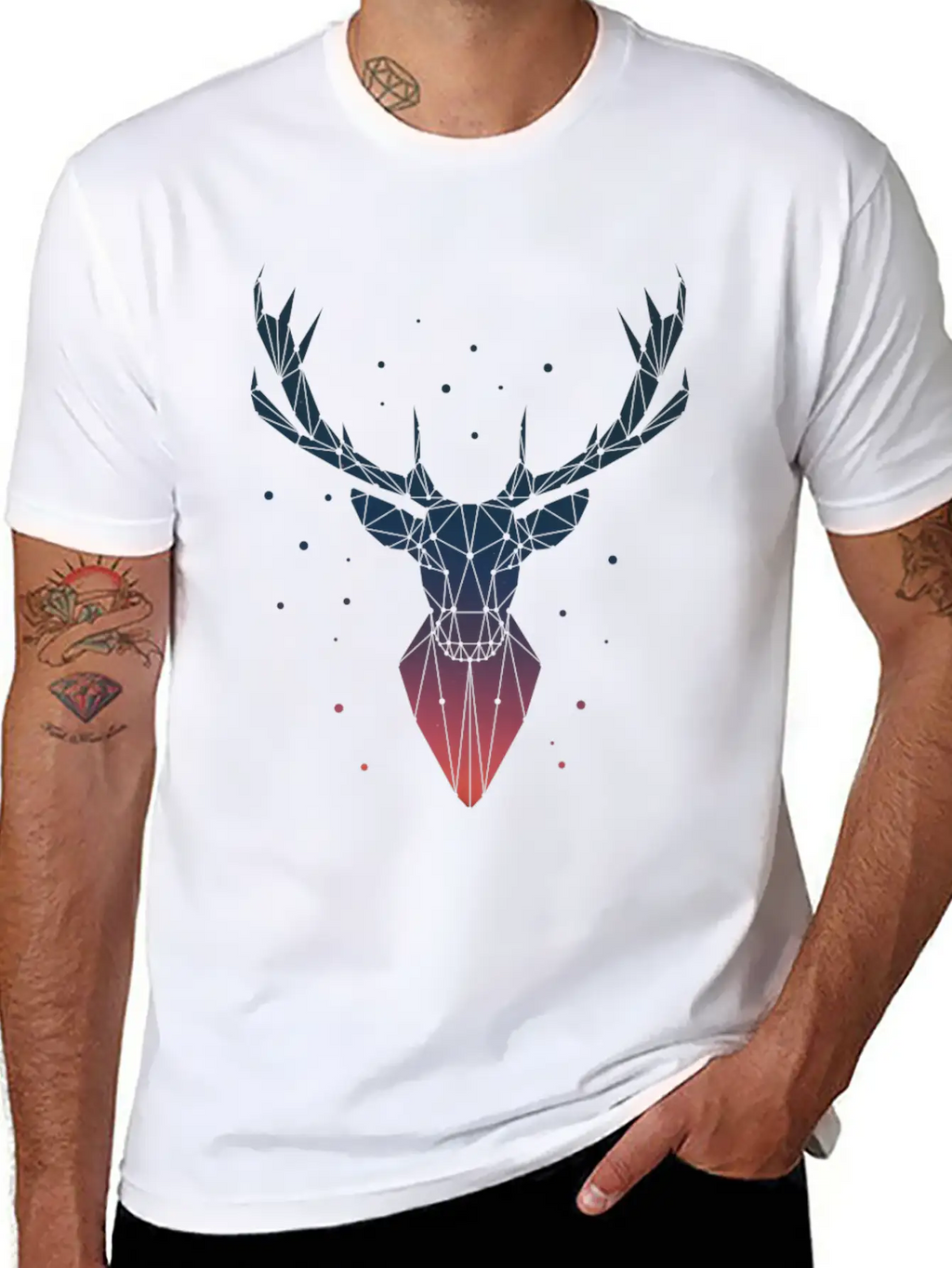 Deer Geometric Classic Cotton Tee – Unisex Comfort For Any Season