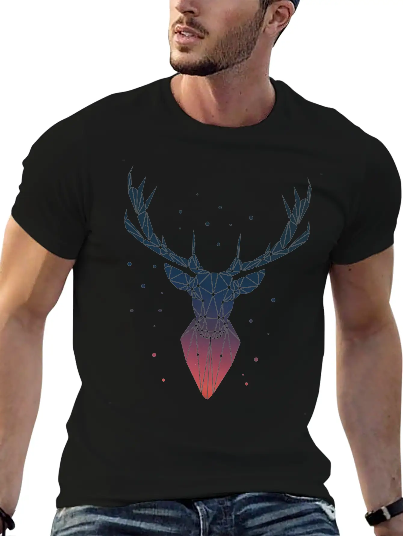Deer Geometric Classic Cotton Tee – Unisex Comfort For Any Season
