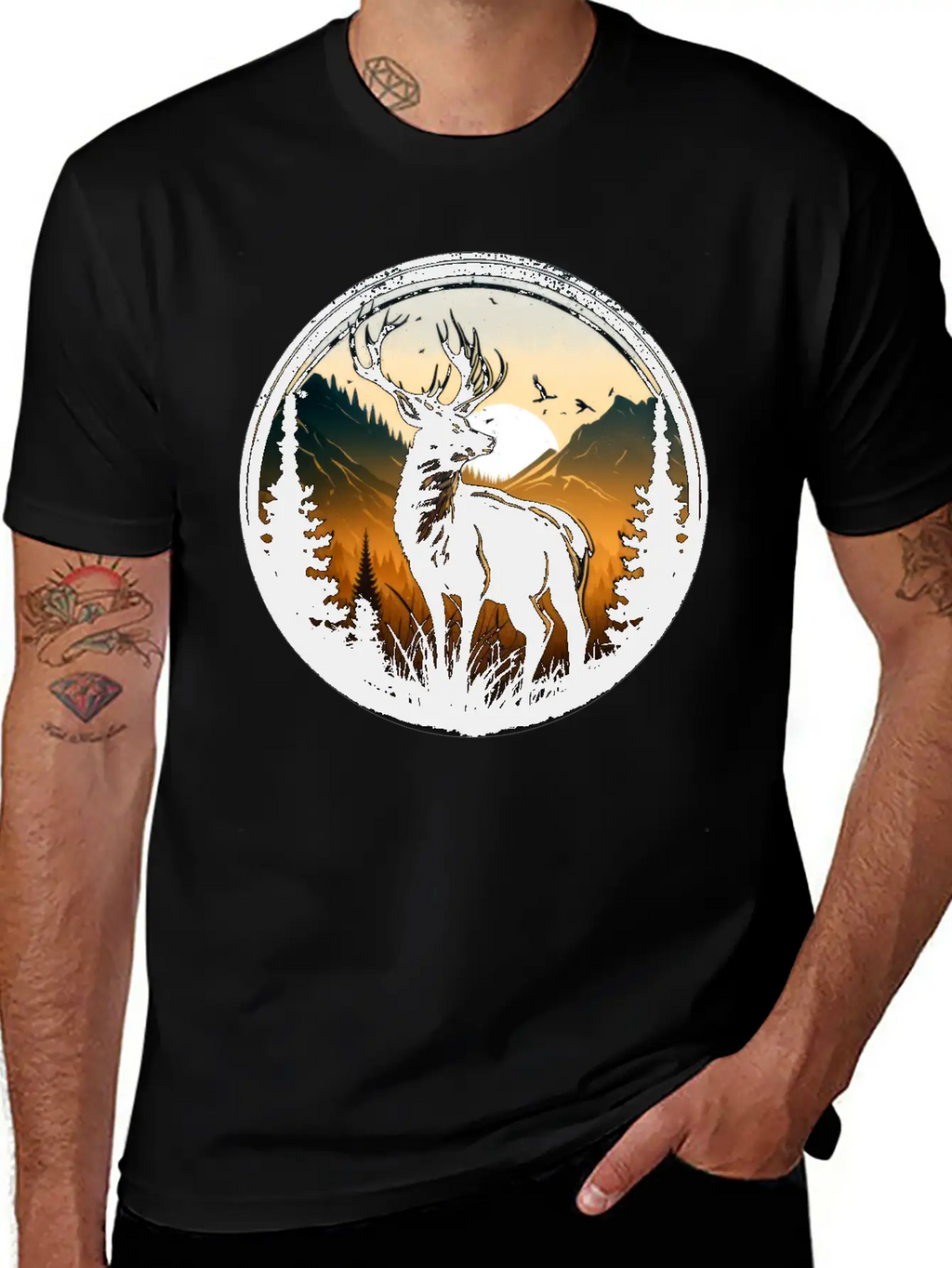 Deer In Forest Breathable Graphic T-Shirt – Perfect For Casual Days