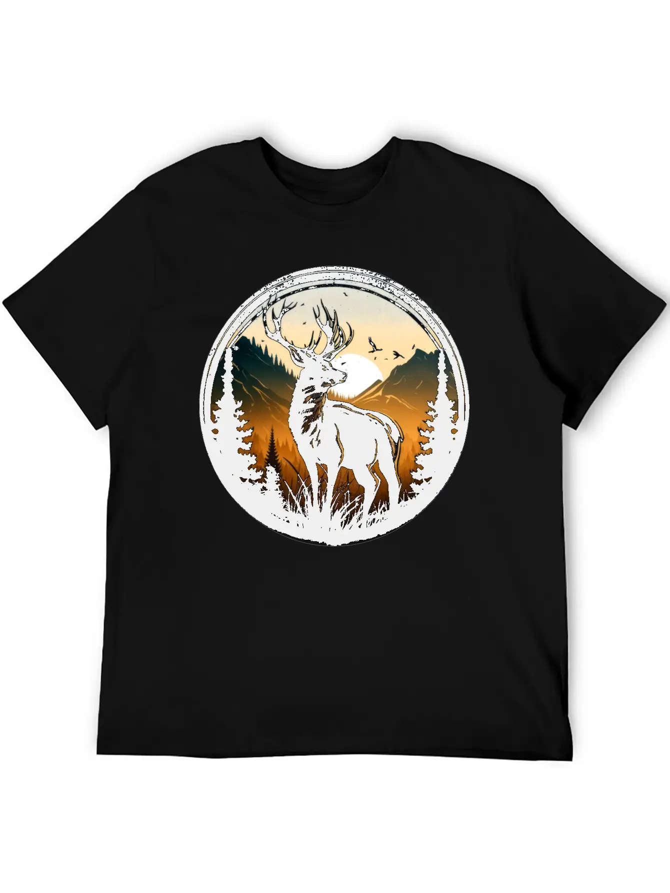 Deer In Forest Breathable Graphic T-Shirt – Perfect For Casual Days