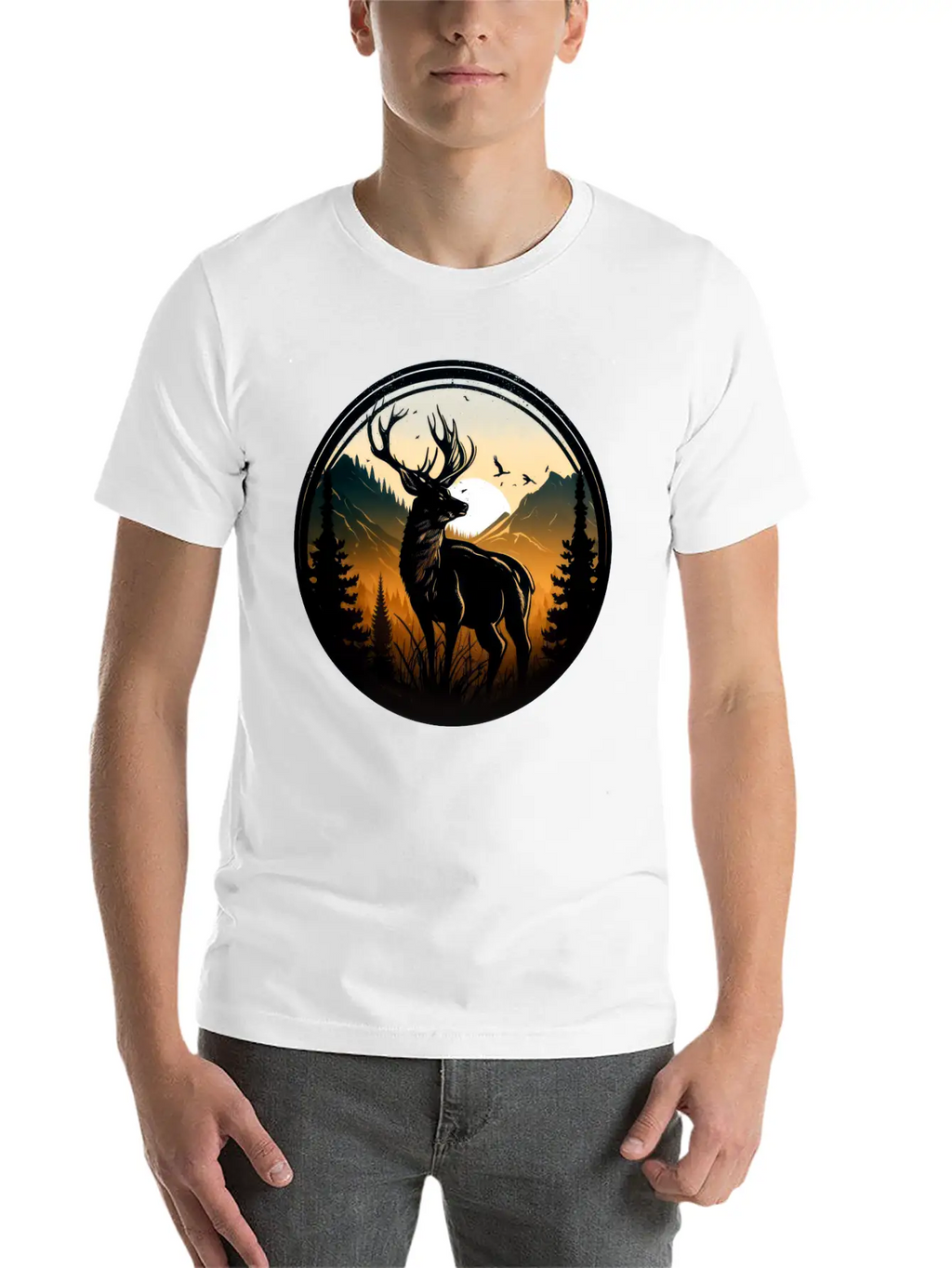 Deer In Forest Breathable Graphic T-Shirt – Perfect For Casual Days