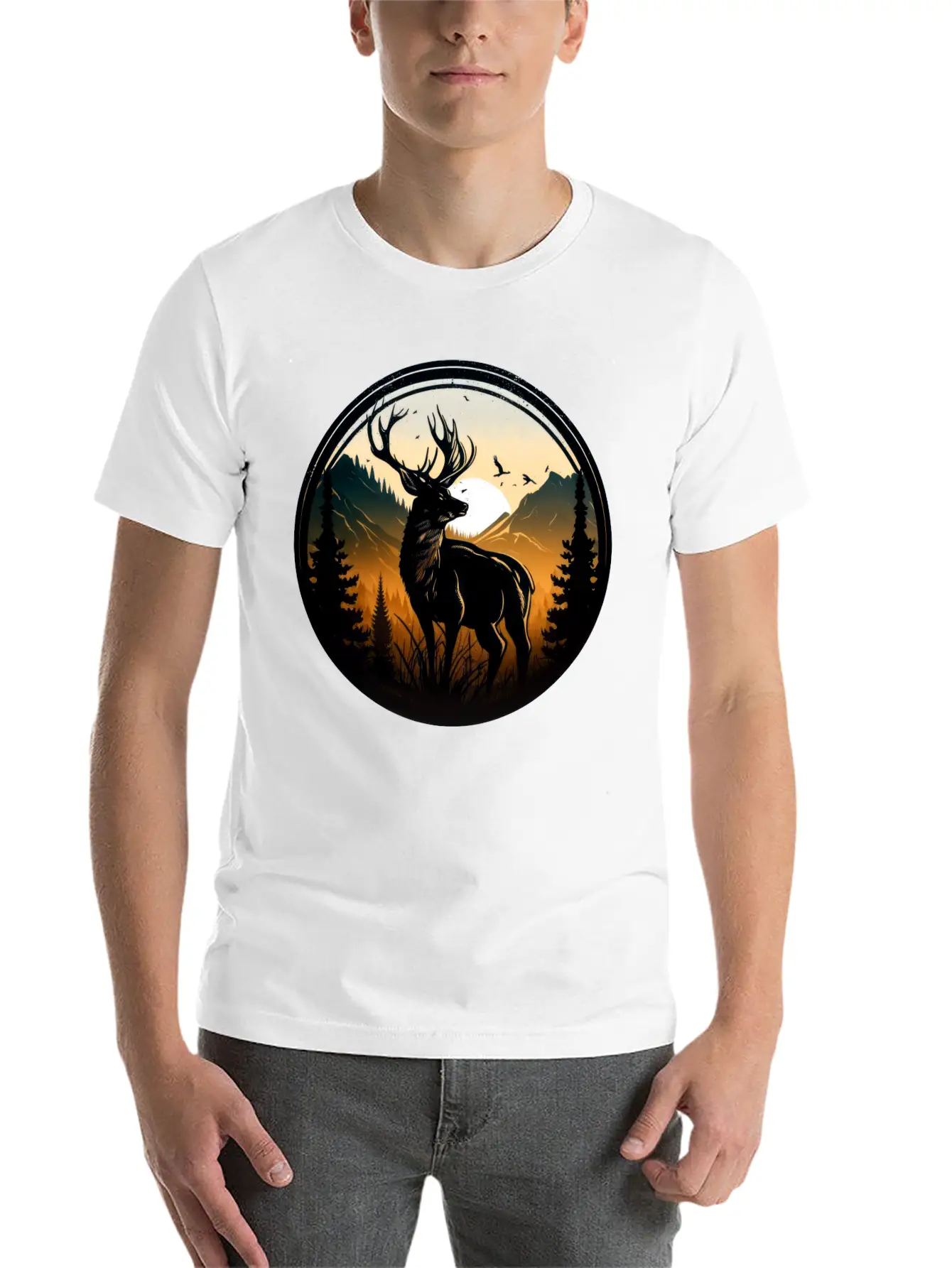 Deer In Forest Breathable Graphic T-Shirt – Perfect For Casual Days