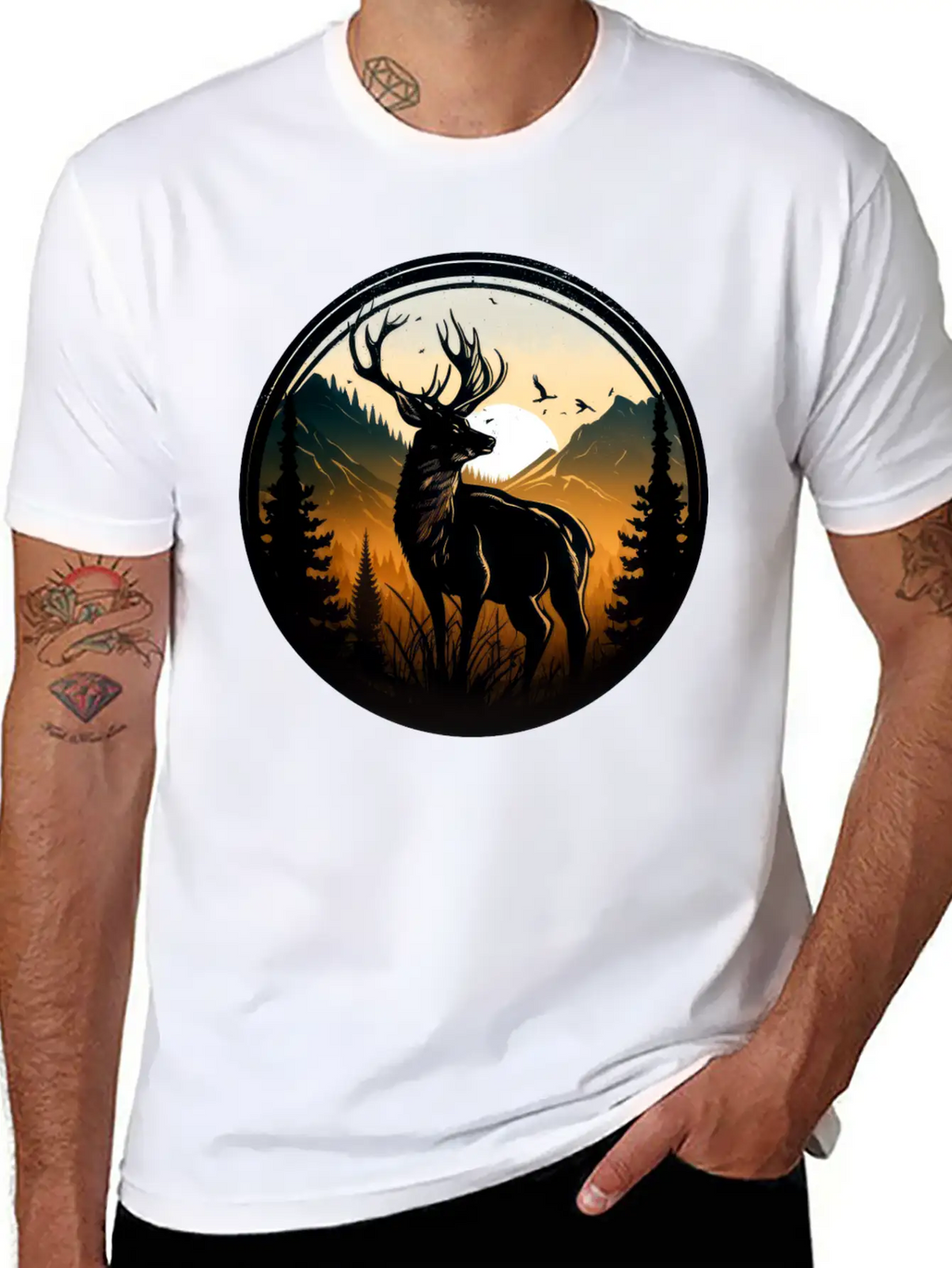 Deer In Forest Breathable Graphic T-Shirt – Perfect For Casual Days