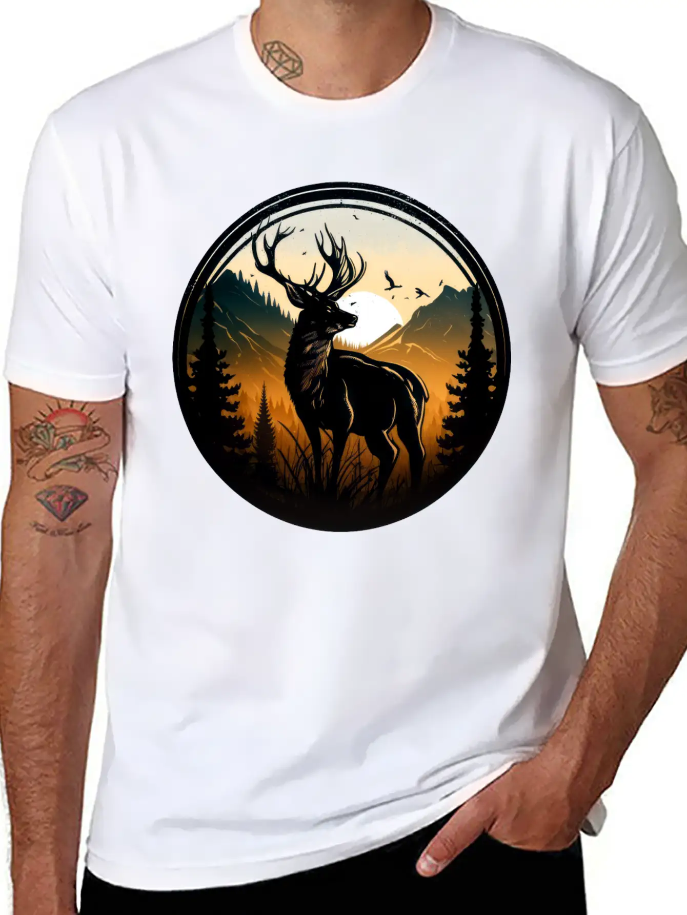 Deer In Forest Breathable Graphic T-Shirt – Perfect For Casual Days