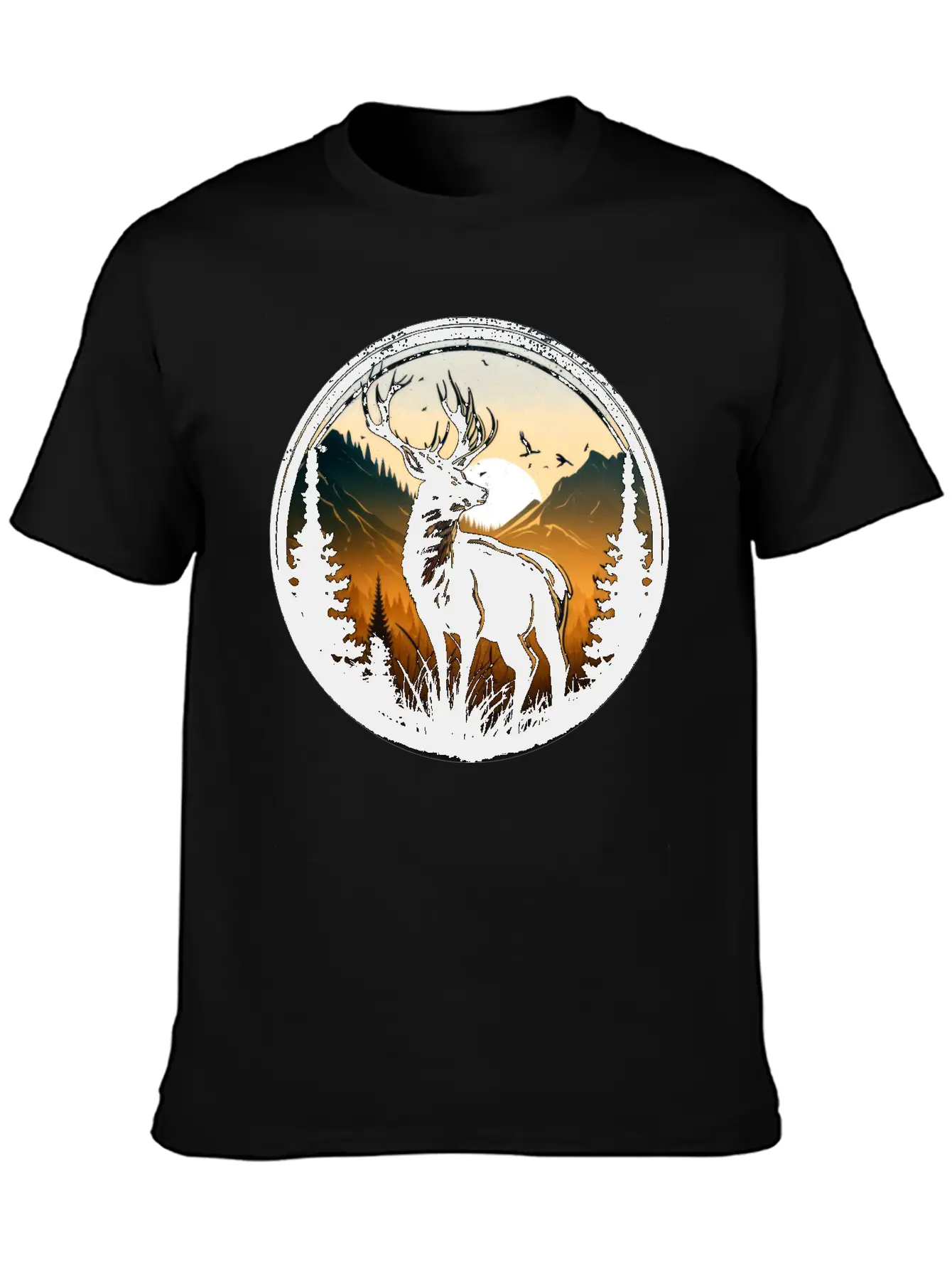 Deer In Forest Breathable Graphic T-Shirt – Perfect For Casual Days
