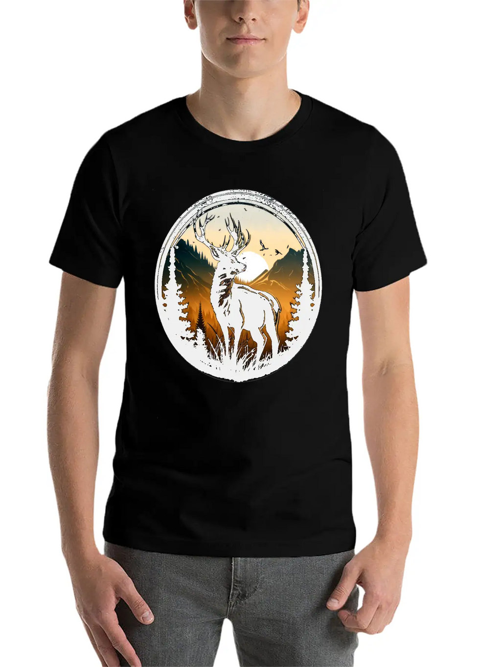 Deer In Forest Breathable Graphic T-Shirt – Perfect For Casual Days