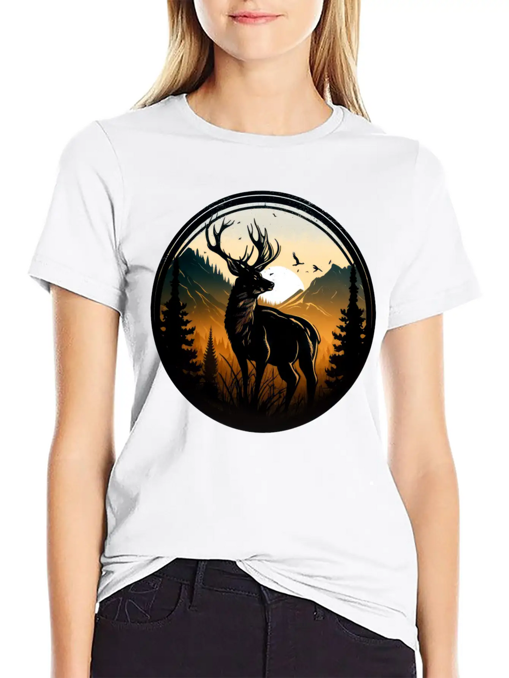 Deer In Forest Breathable Graphic T-Shirt – Perfect For Casual Days