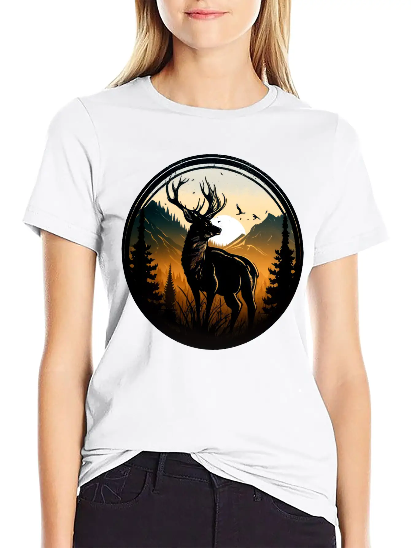 Deer In Forest Breathable Graphic T-Shirt – Perfect For Casual Days