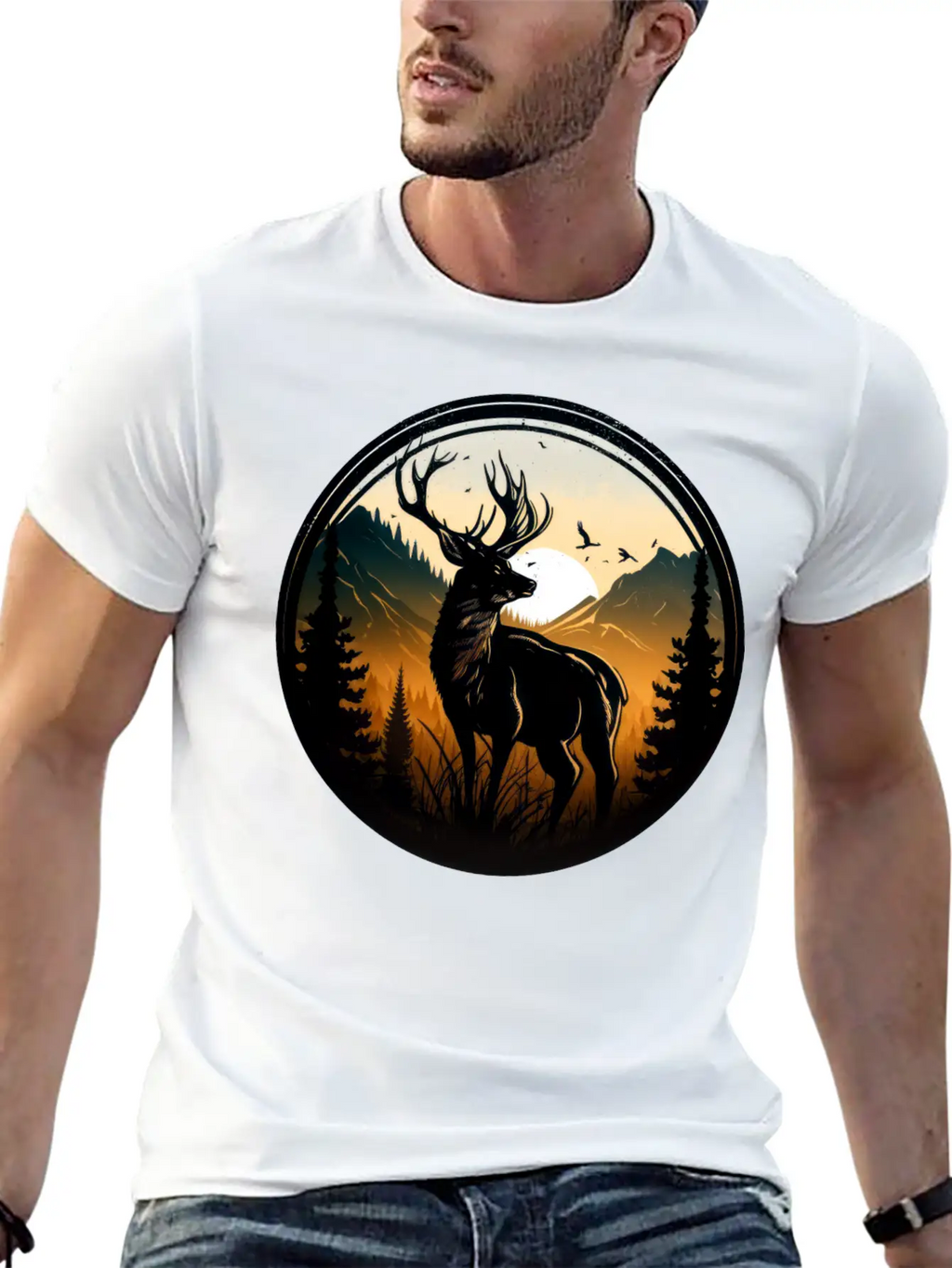 Deer In Forest Breathable Graphic T-Shirt – Perfect For Casual Days