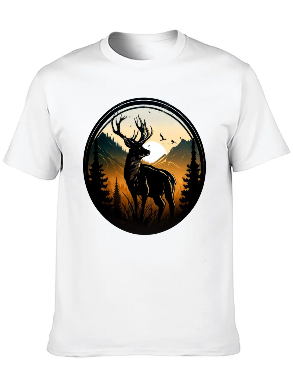 Deer In Forest Breathable Graphic T-Shirt – Perfect For Casual Days