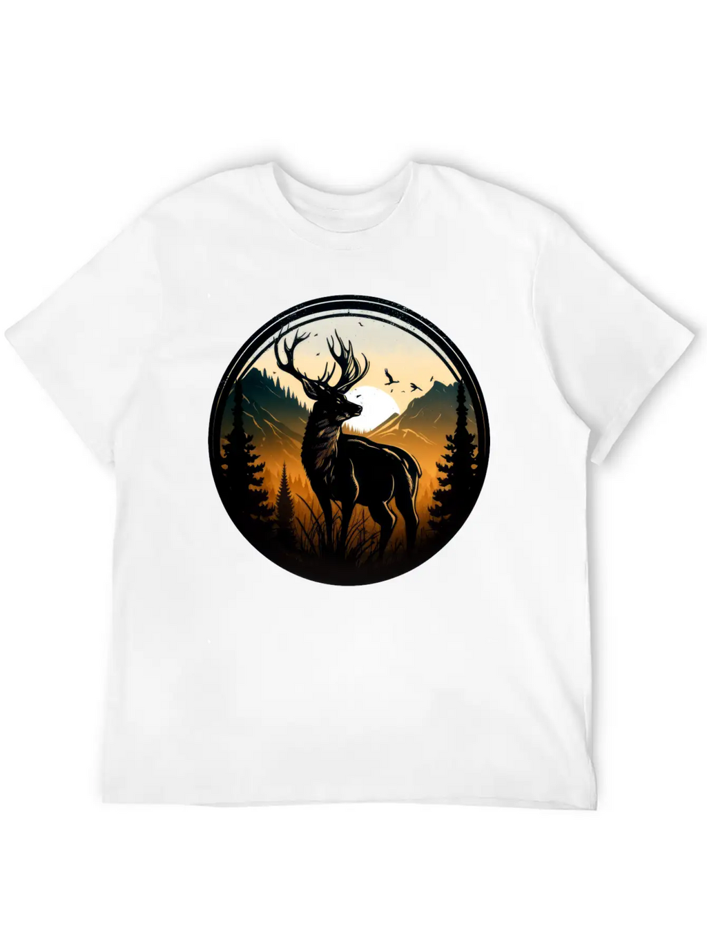 Deer In Forest Breathable Graphic T-Shirt – Perfect For Casual Days