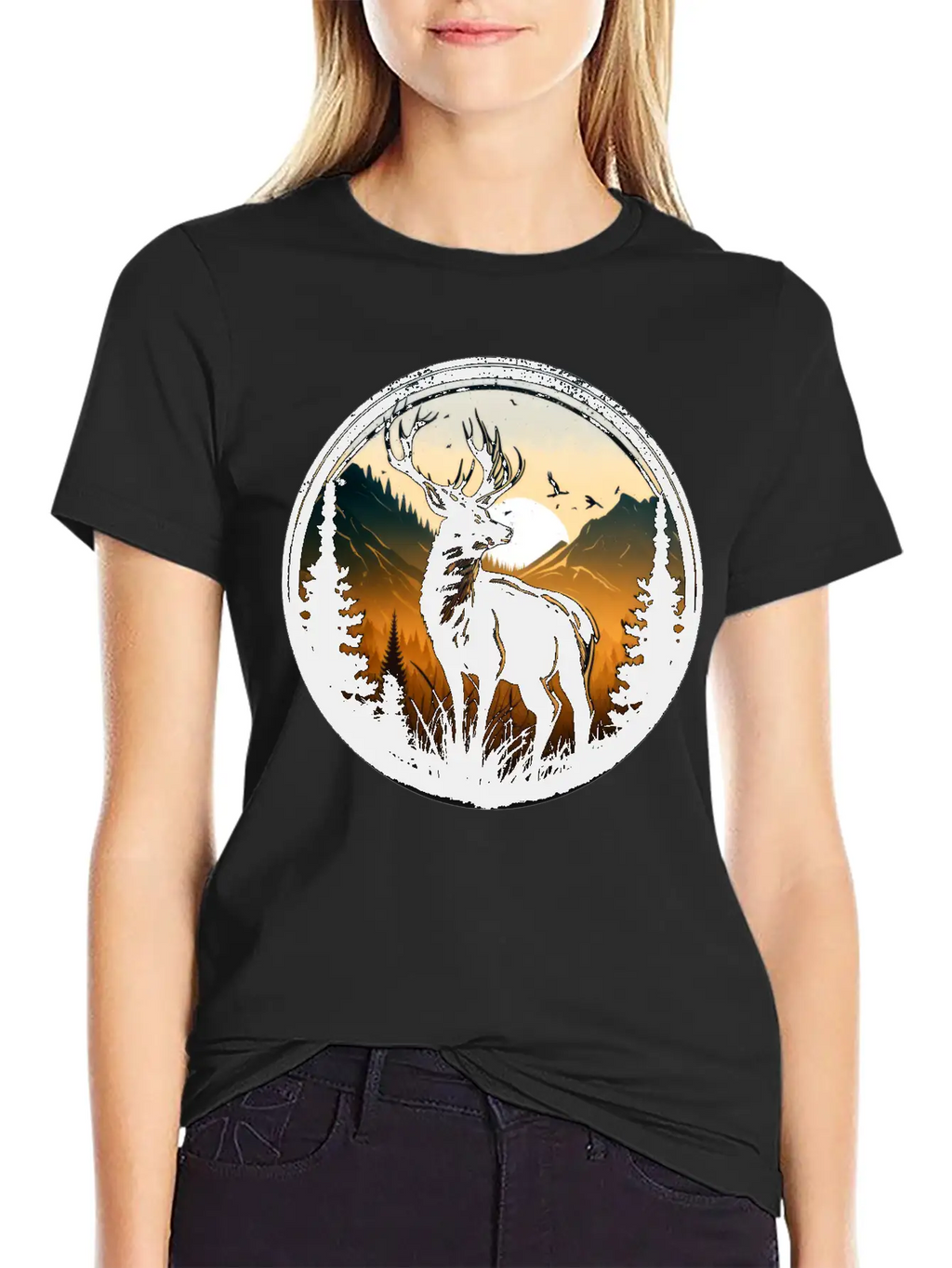 Deer In Forest Breathable Graphic T-Shirt – Perfect For Casual Days