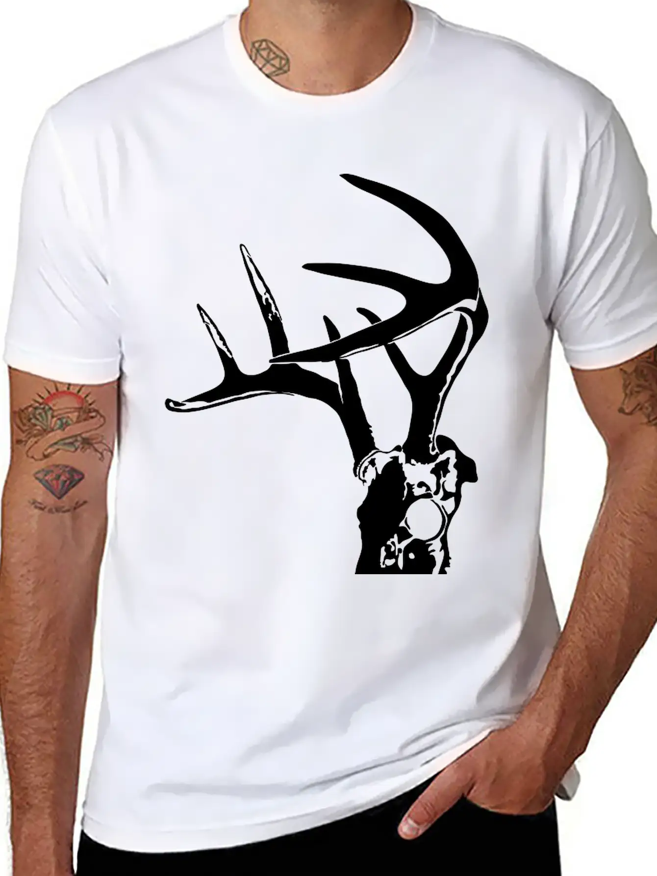 Deer Skull 2 Black Timeless Short Sleeve Tee – Comfy And Minimalist Design